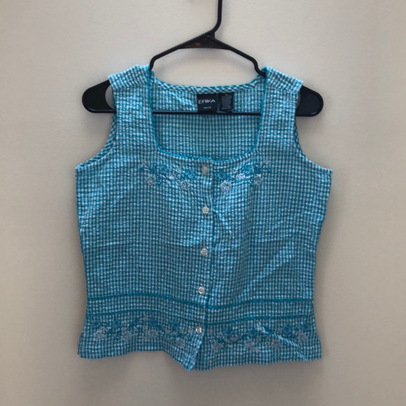 Vintage gingham embroidered top - Picture 1 of 4